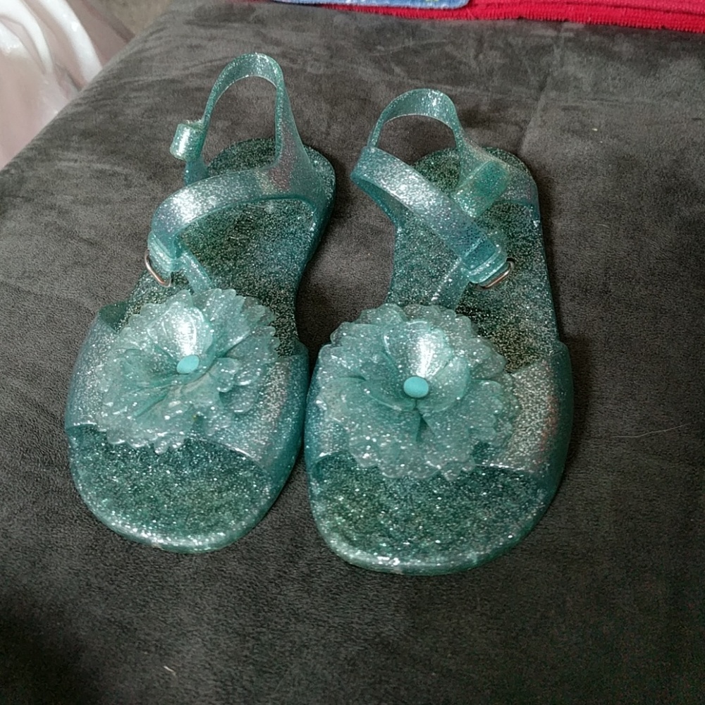 Teal Sparkle Jelly Shoes